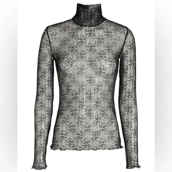 Jonathan  Simkhai Hali Black Lace Turtleneck Top, XS - Picture 4 of 11